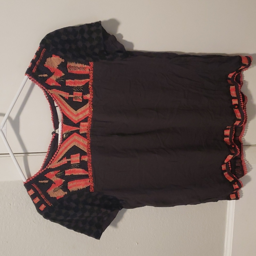 (1) NWOT Beaded and Pompom detailed blouse from Anthropologie